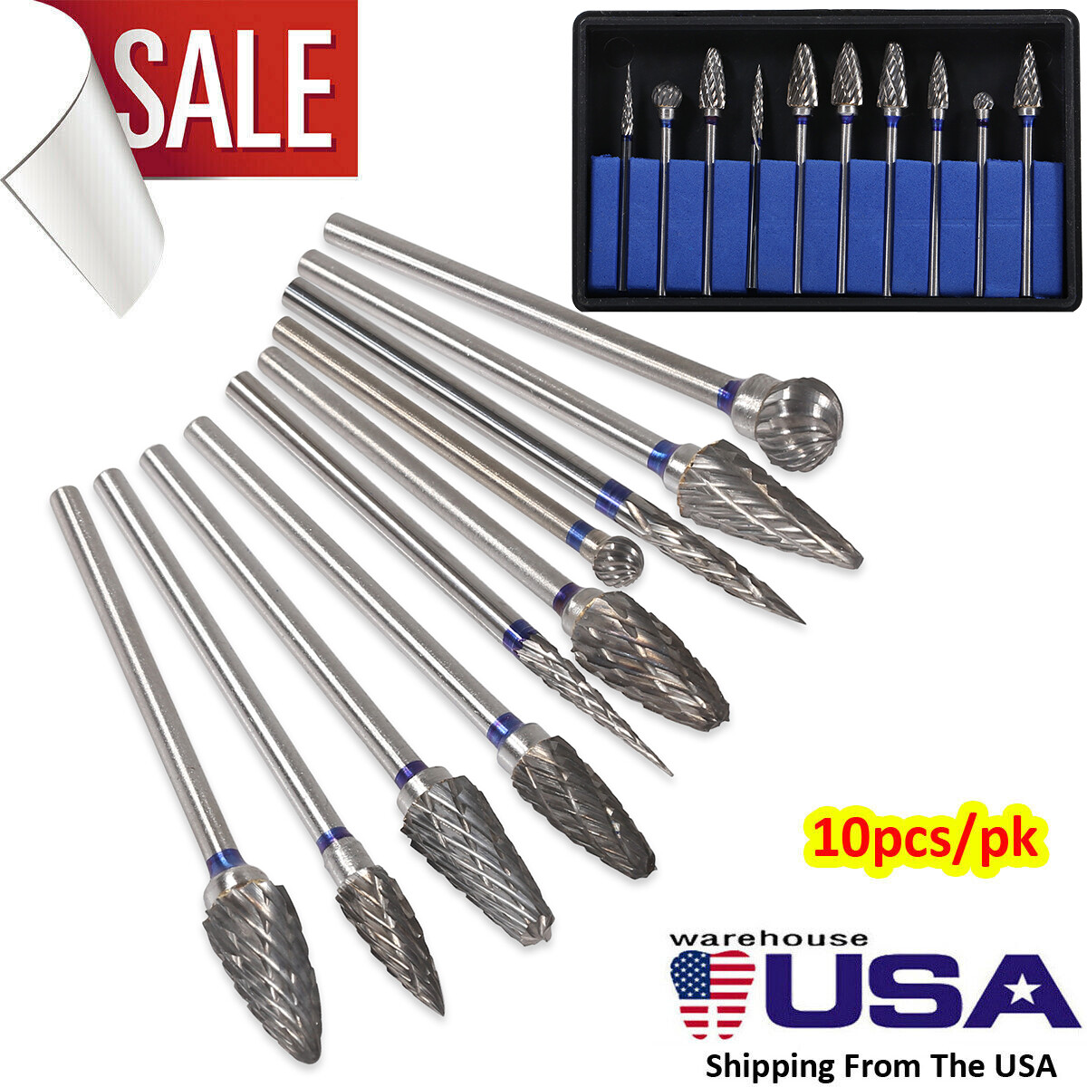 10-30pcs Tungsten Carbide Dental Acrylic Bur Drill Coarse Cutter 2.35mm Shank