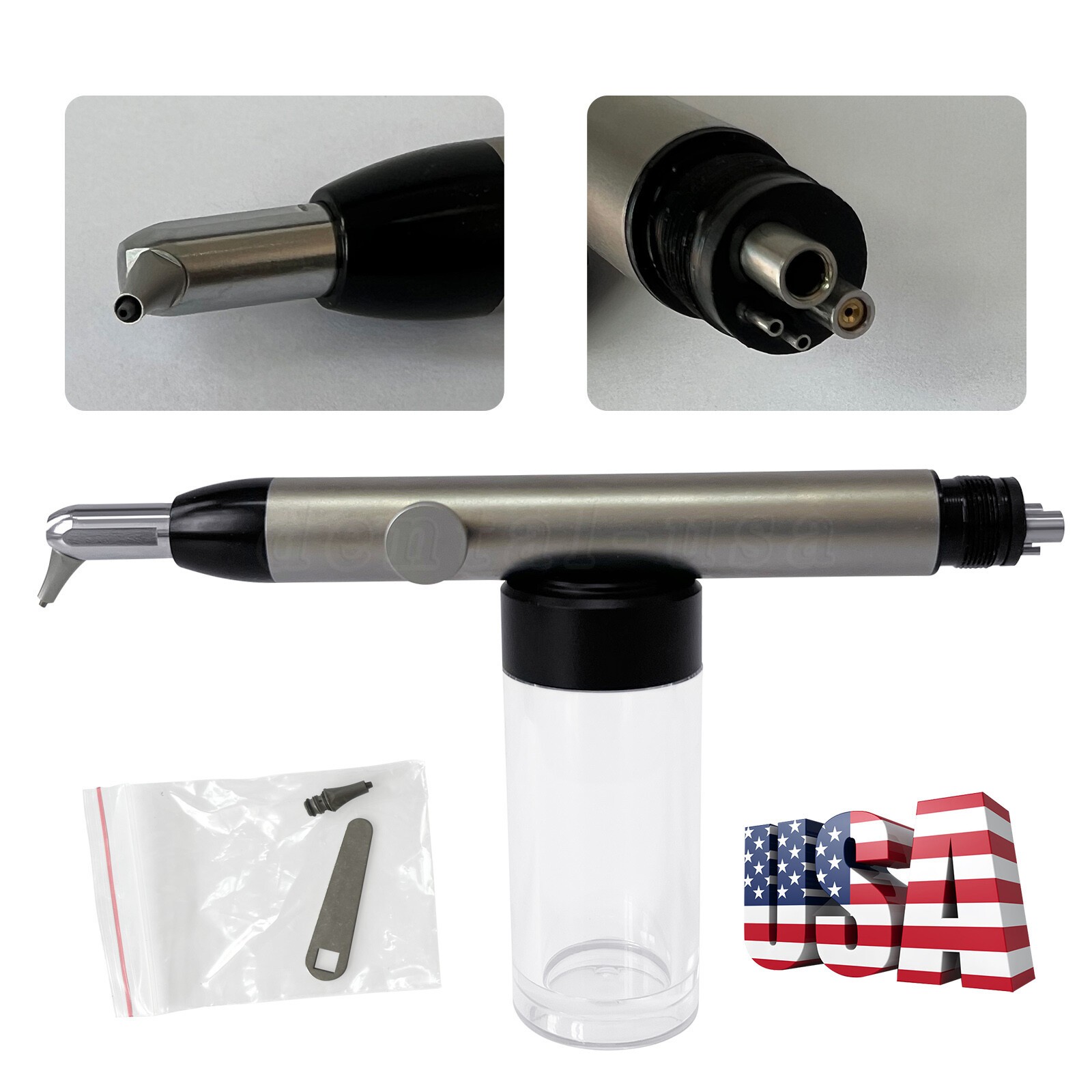 Dental Aluminum Oxide Micro Blaster Air Abrasion Polisher w Water Spray 4 Holes