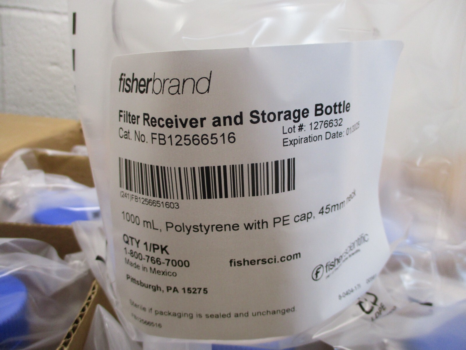 CASE OF 12 FISHERBRAND FB12566516 1000ML FILTER RECEIVER AND STORAGE BOTTLES