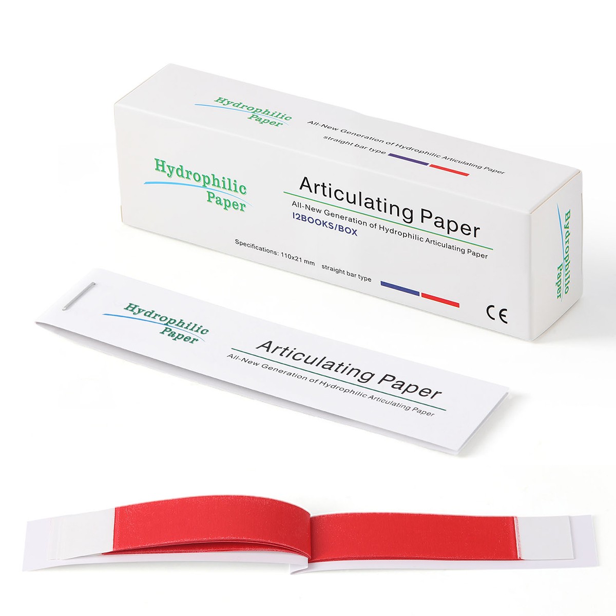 Papel Articulador Dental Tiras Articuladoras Doble Cara Azul/Rojo
