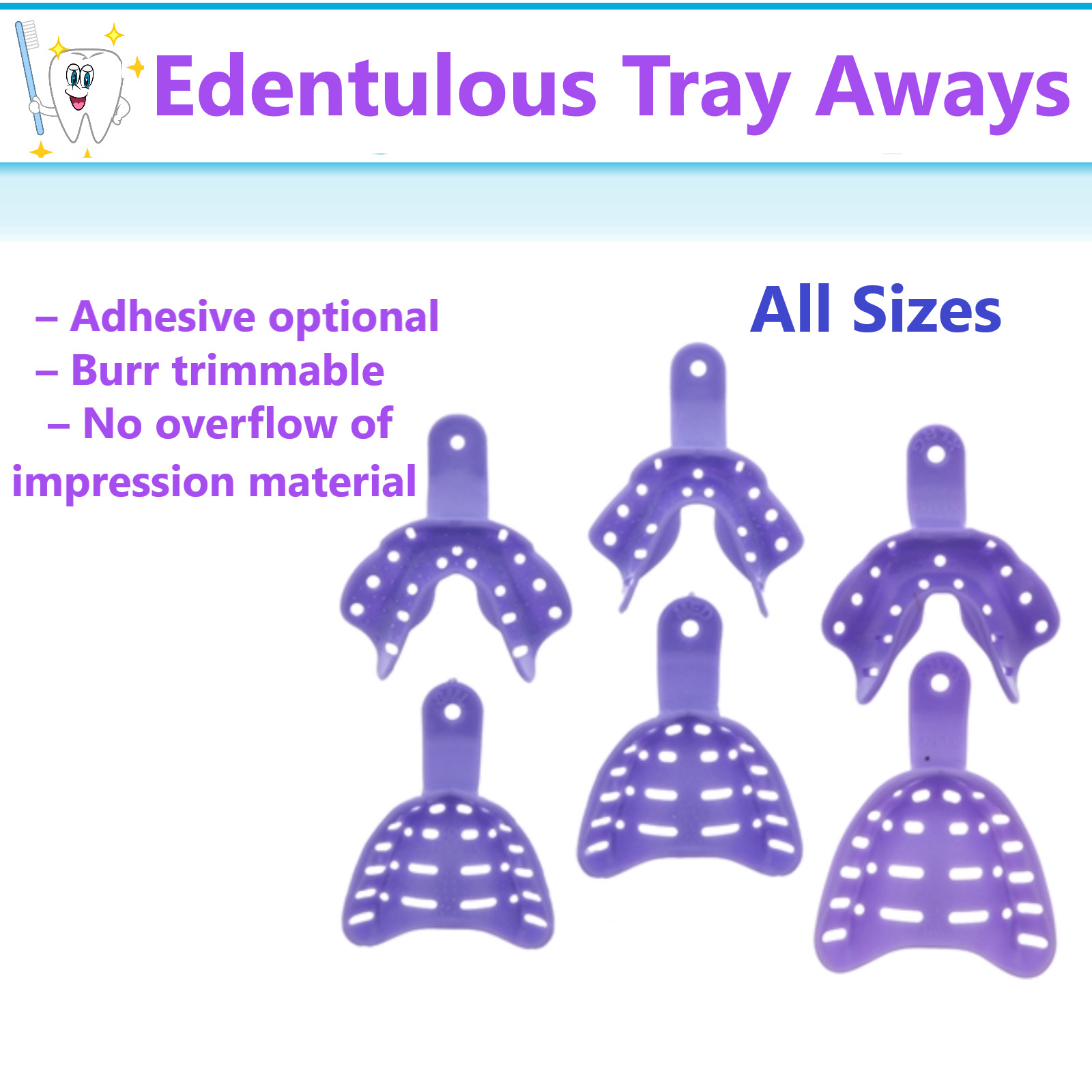 Dental Impression Trays Edentulous TrayAways Perfor Trays, Keystone, Choose Pack