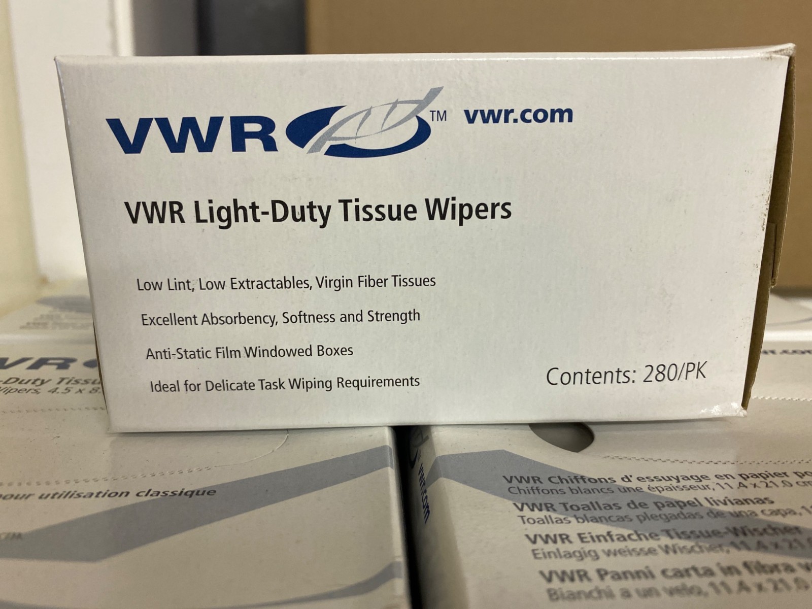 4 Boxes – VWR Light-Duty Tissue Wipers 4.5″ x 8.3″, 1-Ply, 280/Box – 82003-820