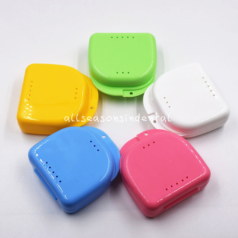 100 Pcs Dental Retainer Denture Storage Orthodontic Mouthguard Colorful Case Box