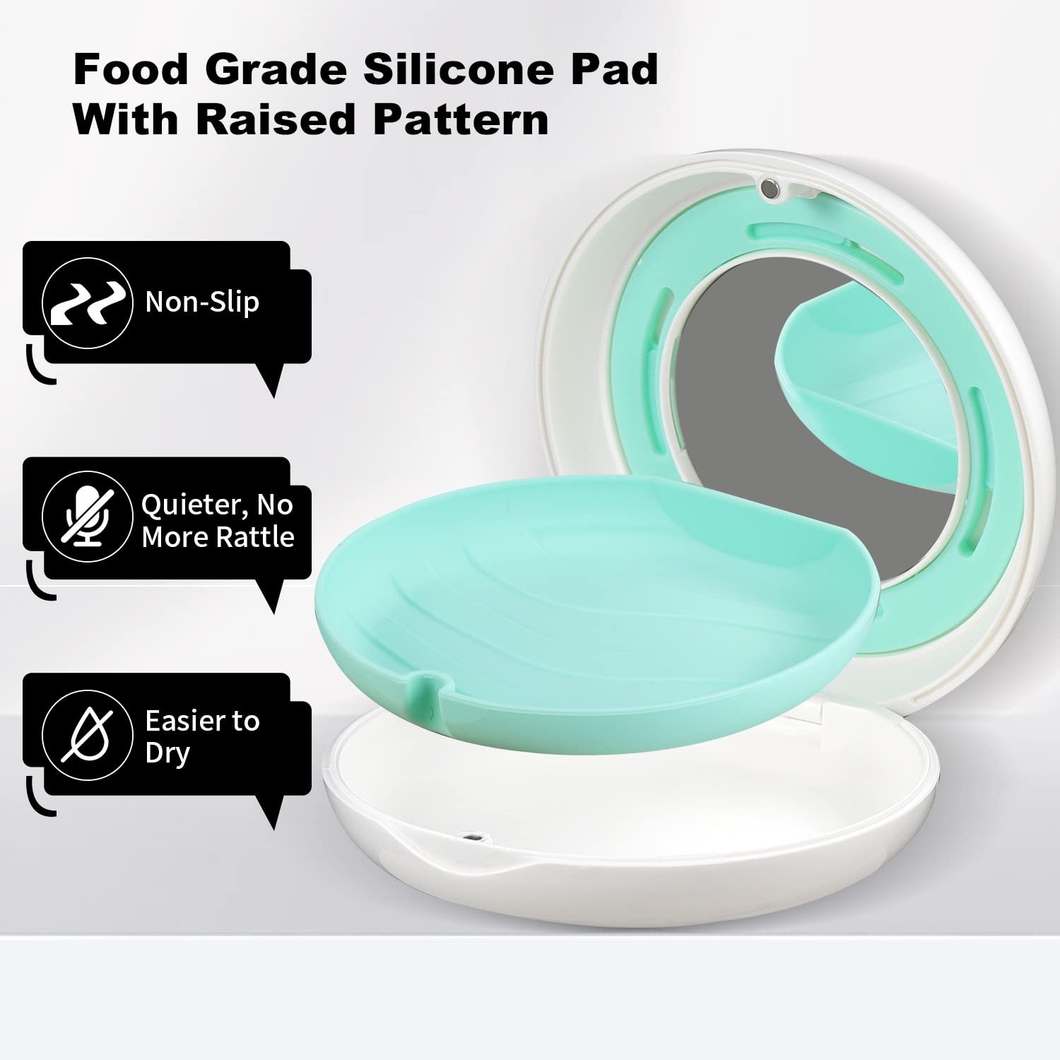 2PCS Retainer Case with Mirror and Adjustable Vent Holes, Round: White+Blue