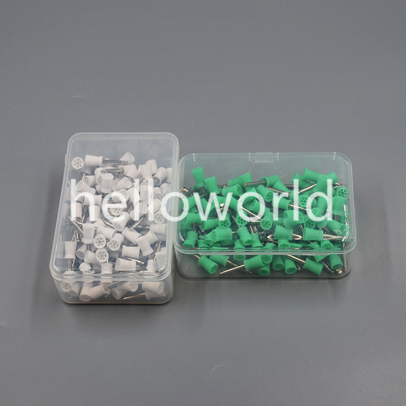 100 Pcs Green/White Dental Polishing Cups Rubber Prophy Polisher Latch 6 Webbed