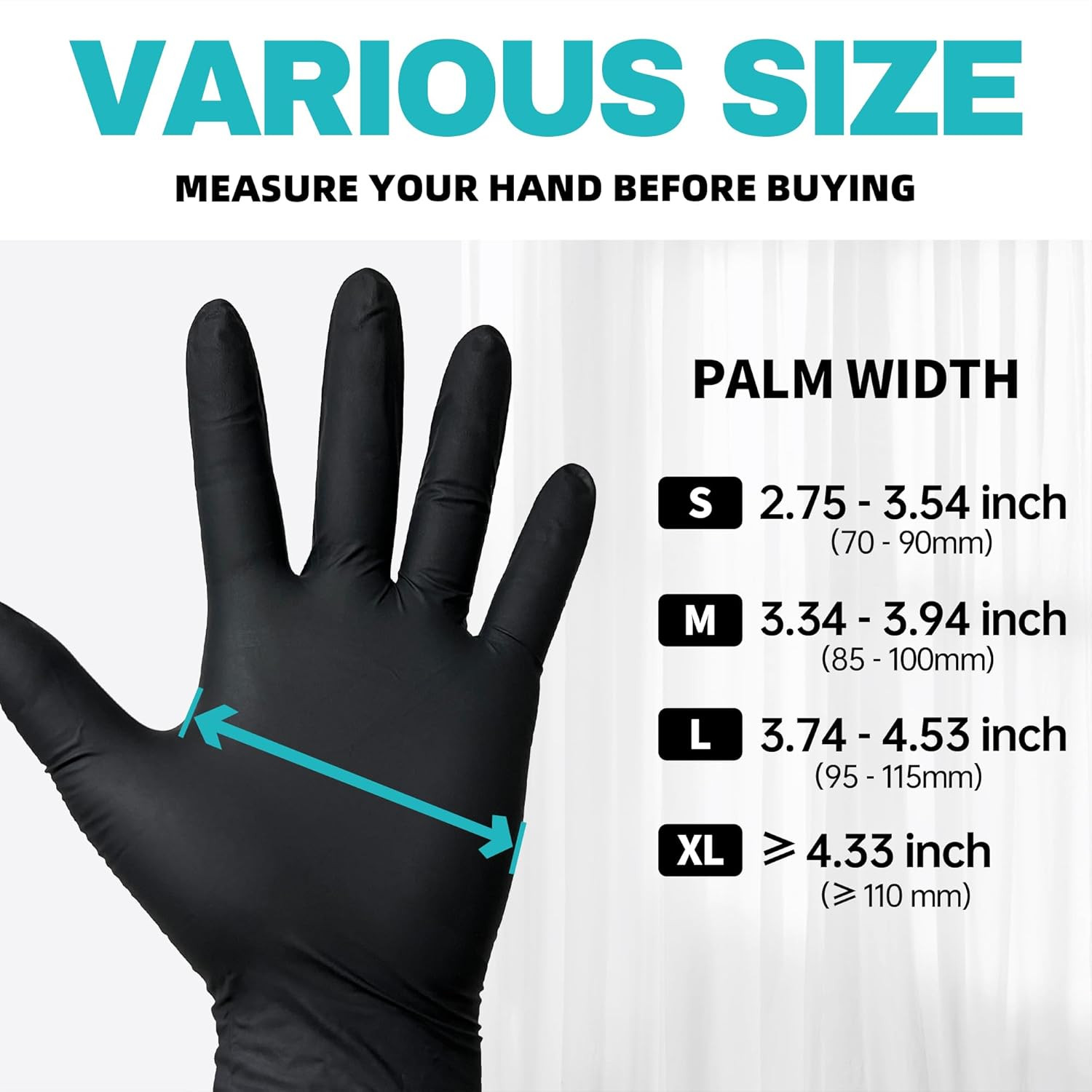 Beastek Black Disposable Nitrile Exam Gloves 100 Pcs 4Mil Chemical Resistant Pow
