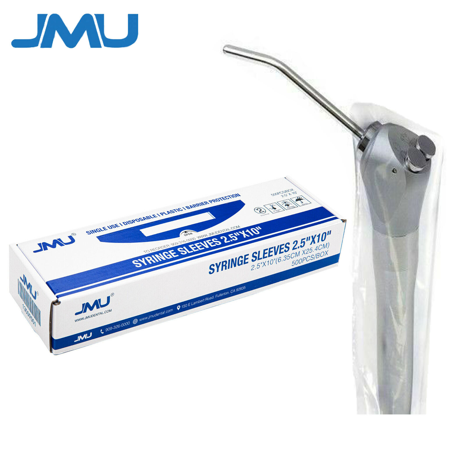 2500(5Boxes) JMU Dental 3 Way Air Water Syringe Handpiece Sleeves Cover 2.5″x10″