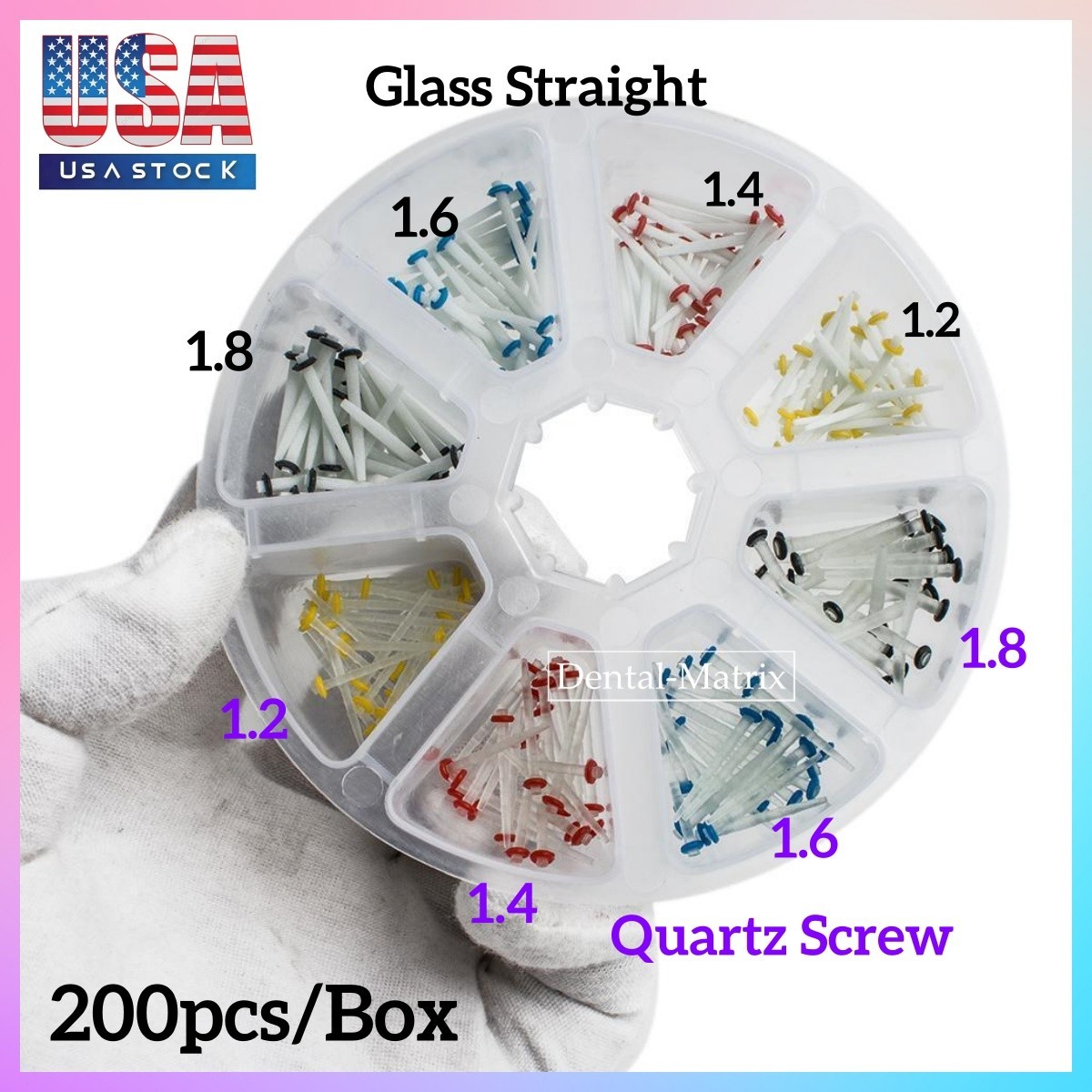 Quartz Glass Fiber Post Dental Fiber Post teeth Restorative 1.2/1.4/1.6/1.8mm US