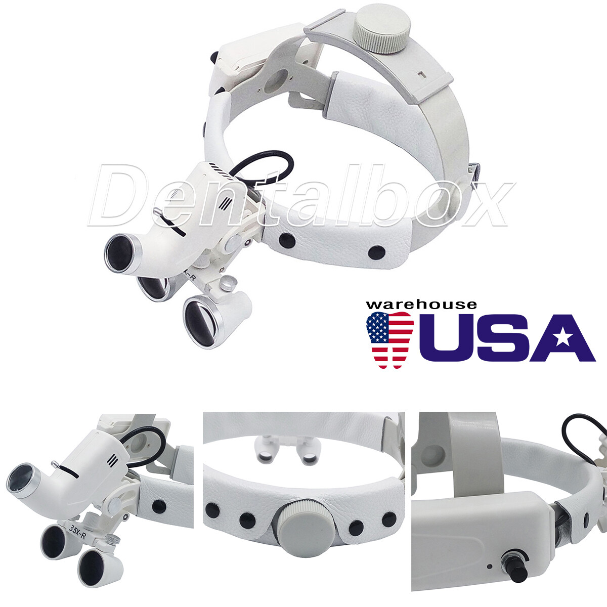 3.5X Dental Surgery Binocular Loupes Headband Magnifier + LED Headlight