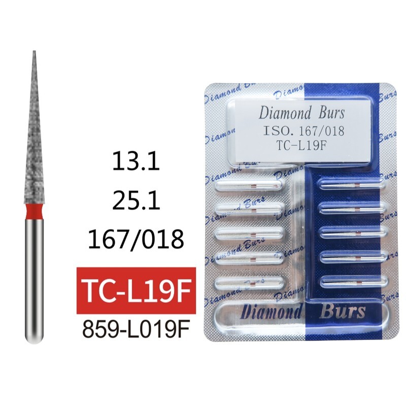 10 Packs TC-L19F IPR Long Taper Needle Tip Fine Grit FG Dental Diamond Dia-Burs
