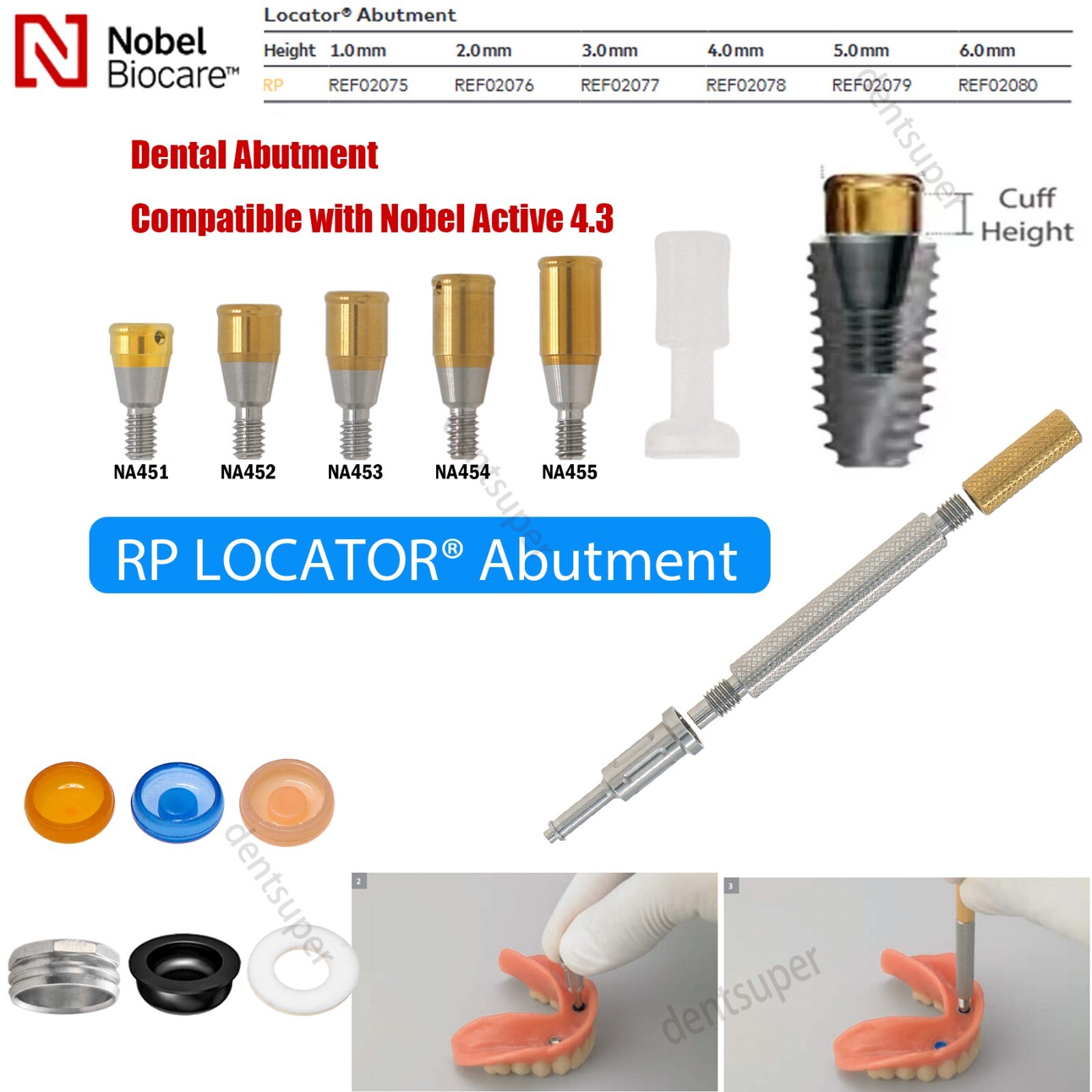 US Overdenture Locator Tapered Abutment for Hiossen Nobel Zimmer Retention Caps