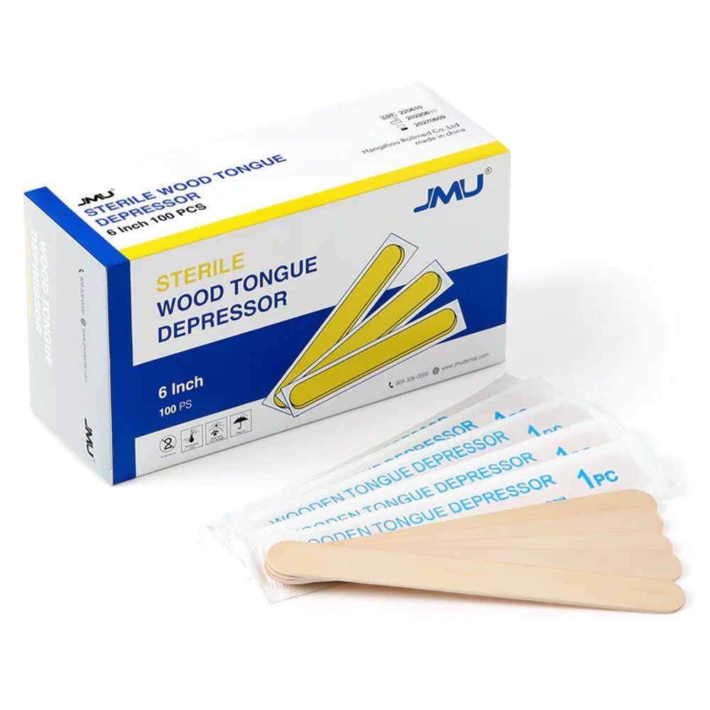 JMU Disposable 6″ Wooden Tongue Depressors, Sterile, 200/Box
