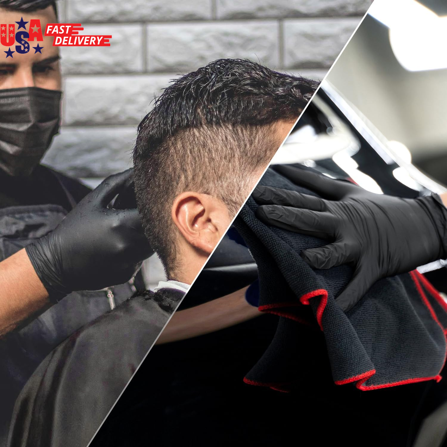 Nitrile Exam Gloves, Black Latex Free Powder Free Disposable Gloves for Medical,