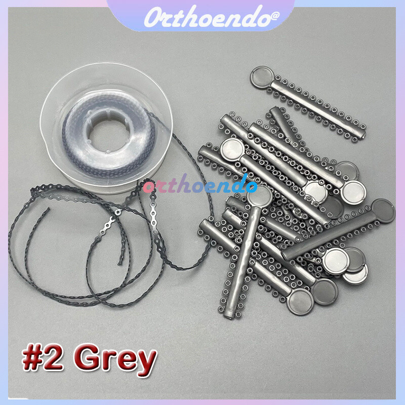 Grey Power Chain Dental Orthodontics Elastic Ligature Ties Bands Brackets Braces