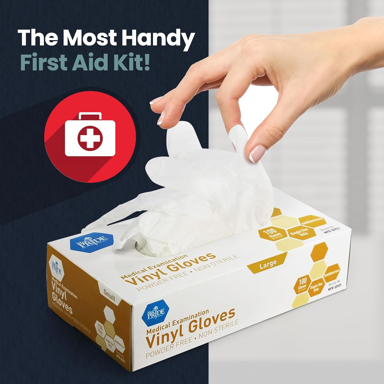 MED PRIDE Disposable Medical Grade Vinyl Exam Gloves, Latex & Powder Free, Ultra