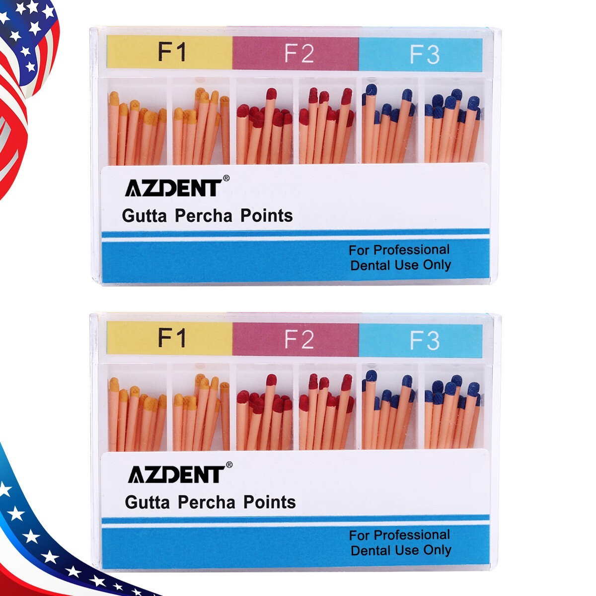 5 X AZDENT Dental Endo Root Canal Obturating Gutta Percha Points Taper F1 F2 F3