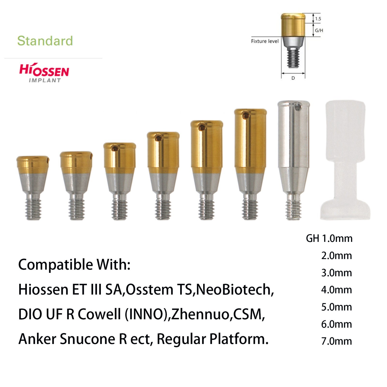 Hiossen/Nobel/Bego/Zimmer TSV/MIS Implants Tapered Locator Attachment Abutment