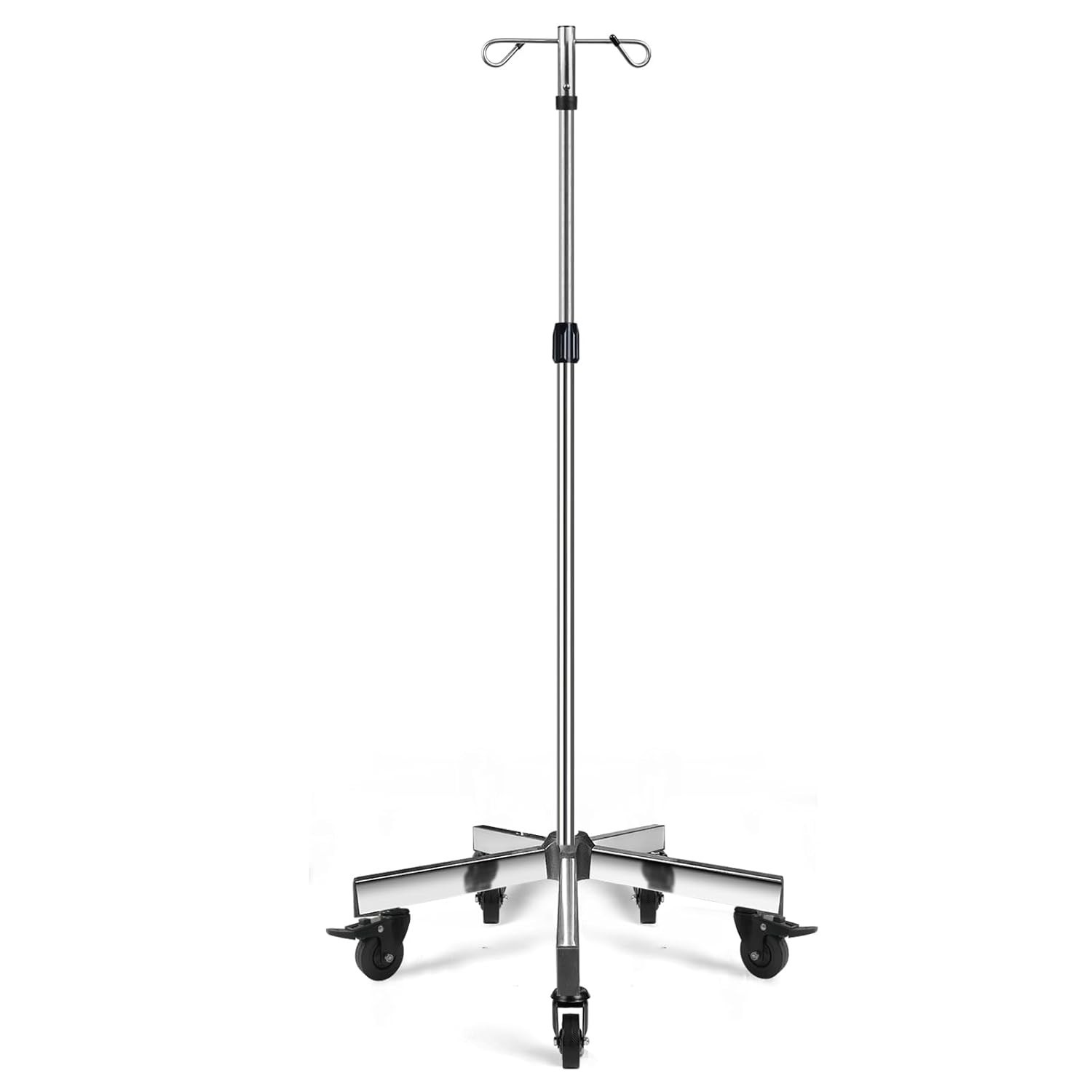 Adjustable IV Pole with 5-Wheel Base & Detachable Hooks – Ideal for Home Care