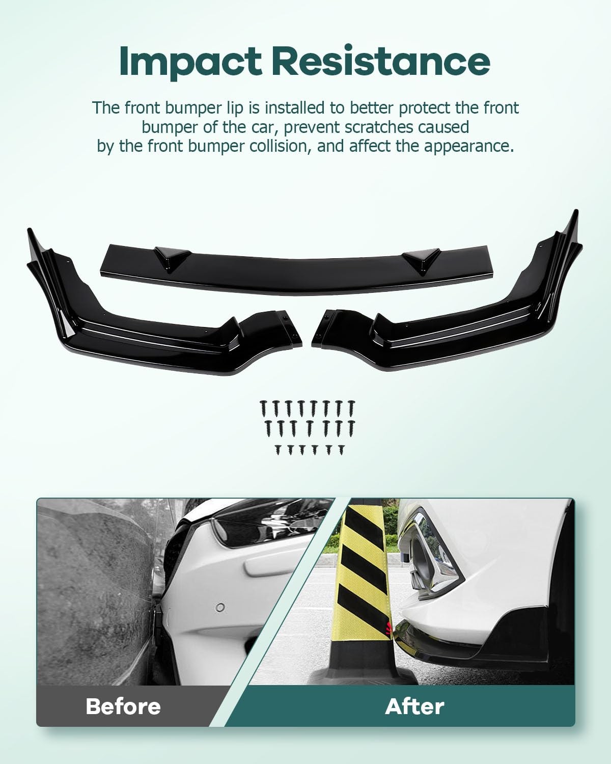 Front Lip Spoiler Fits 2014-2017 Infiniti Q50 Sport ABS Glossy Black Bumper Lip