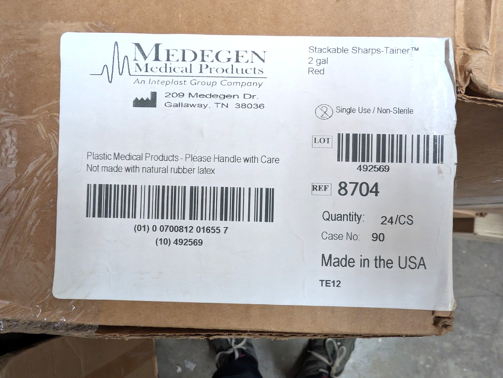Medegen Stackable Biohazard Sharps Container, 2 Gallon Capacity Each- Case of 24