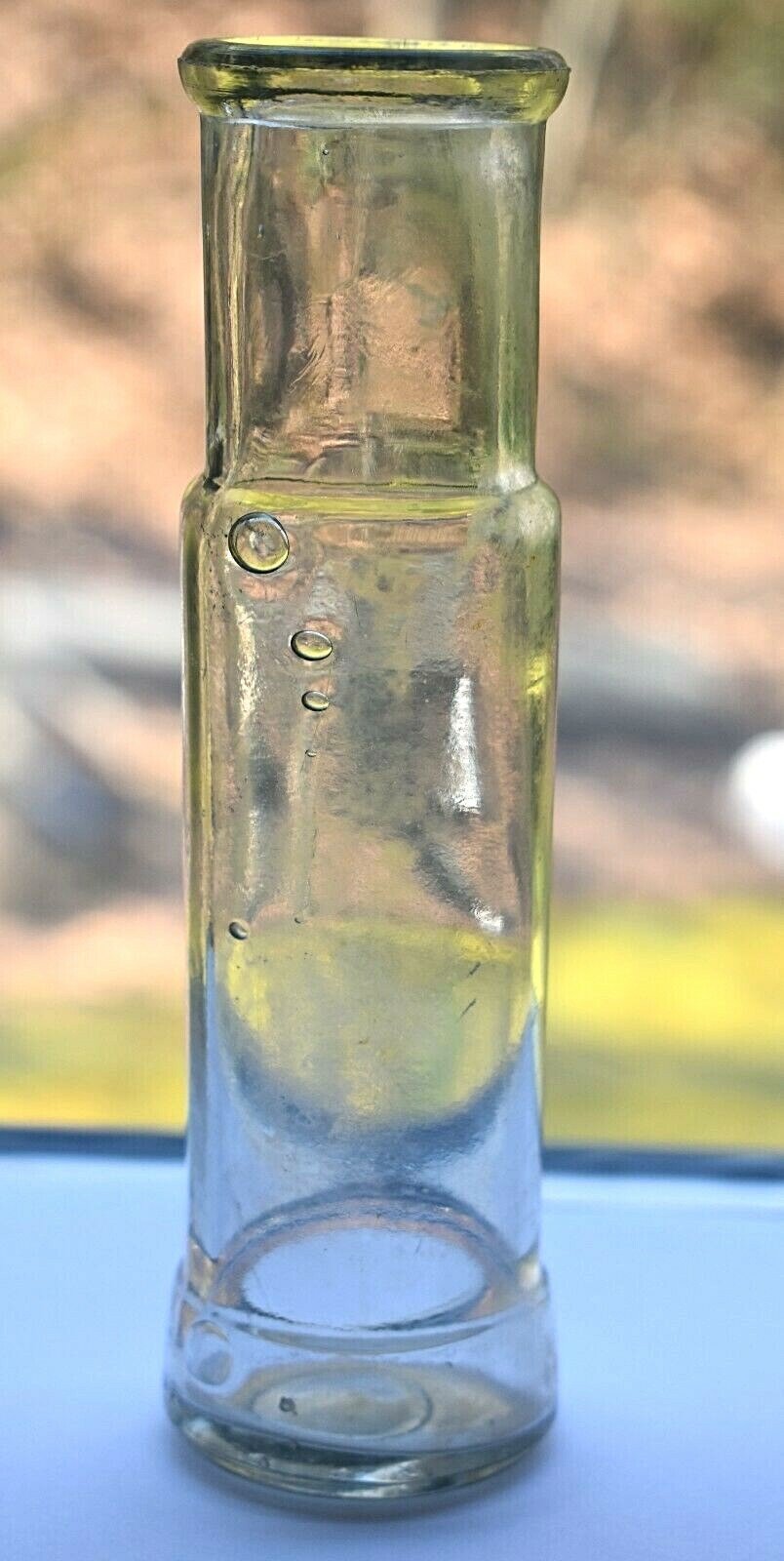 Antique Clear Slight Tinted Smoke Sun Purple Glass Vial Beaker Bottle 6 1/4″