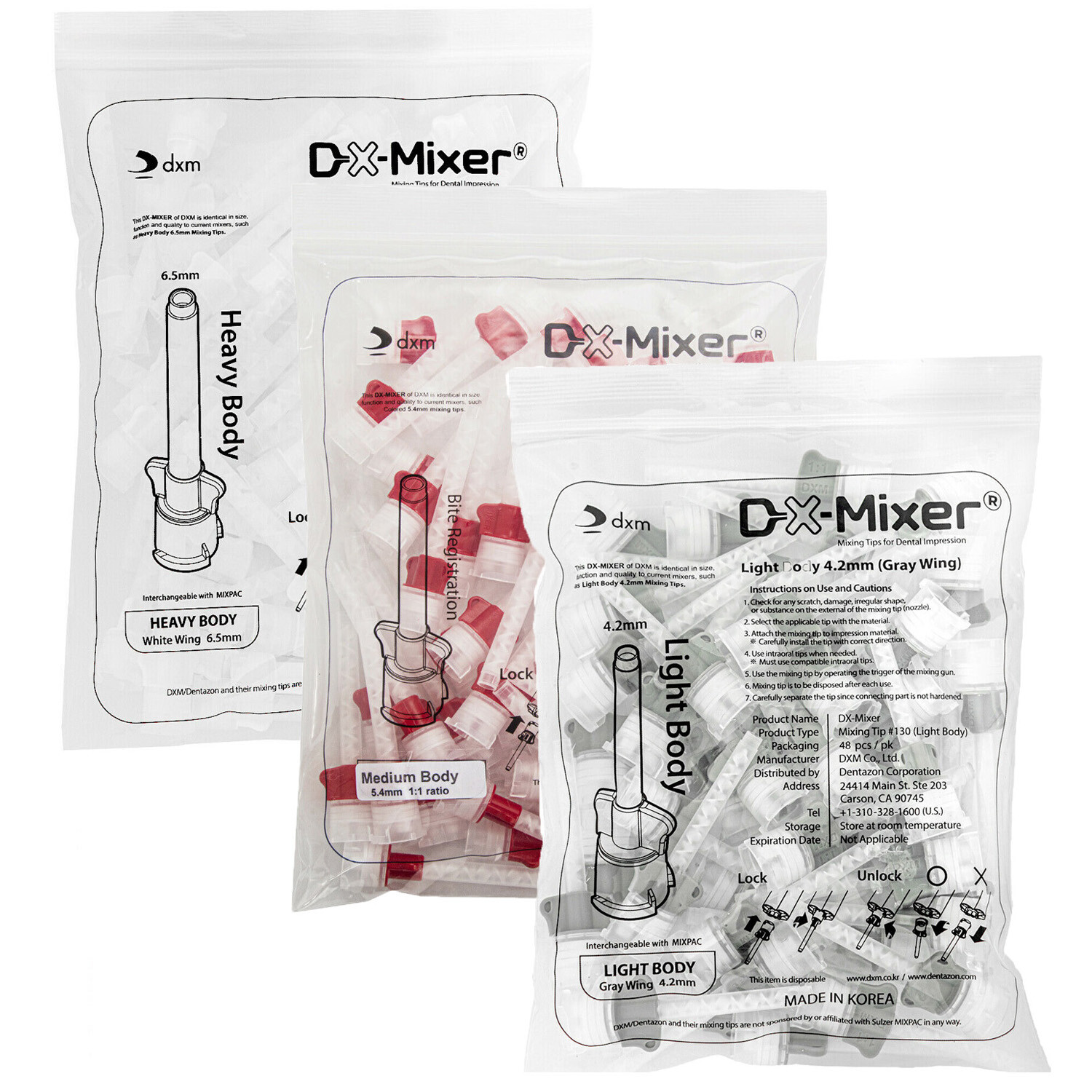 480(10Pks) DX-Mixer Dental Impression Mixing Tips Ratio 6.5/5.4/4.2mm Made Korea