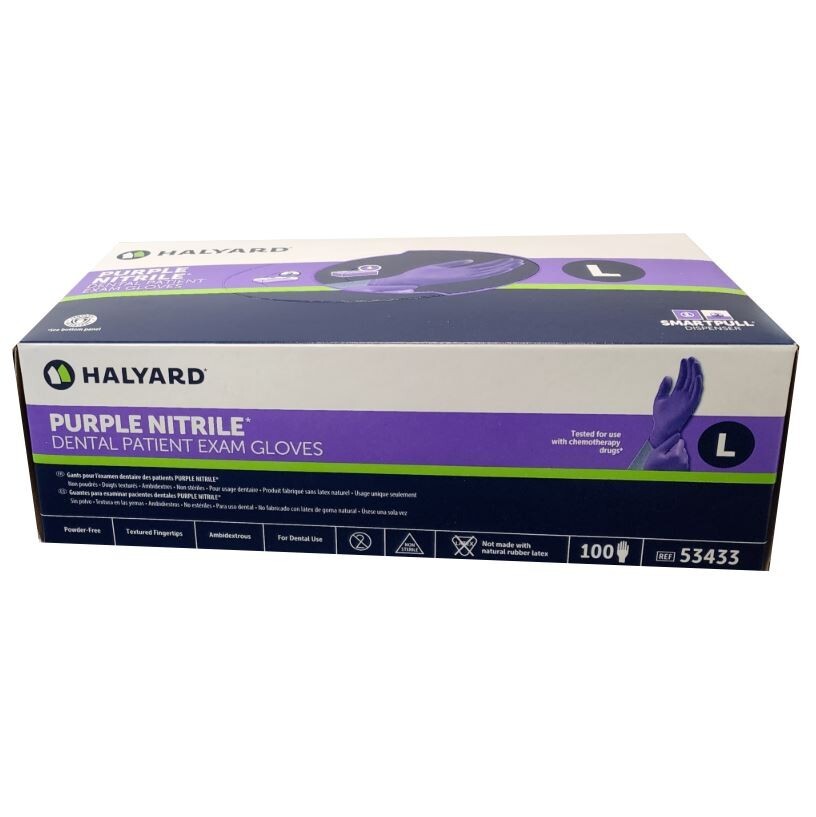 *1,000-Gloves* Halyard Purple Nitrile Powder-Free Dental Examination Large 53433