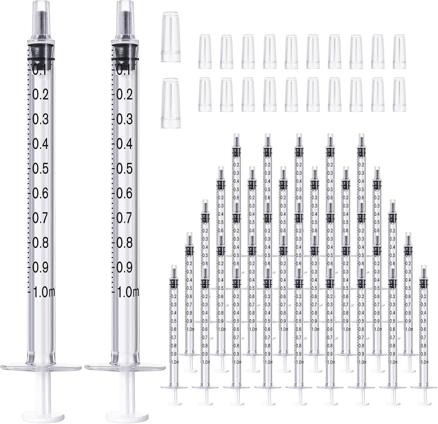 100 Pack 1Ml Syringes with Caps, 1Cc Syringe Needleless, Small Oral Syringe with