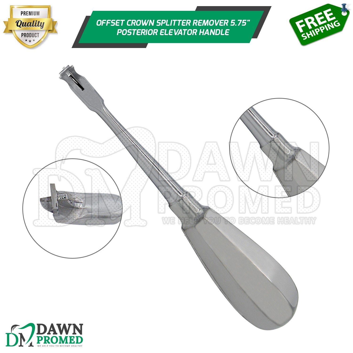 Offset Crown Splitter Remover 5.75″ Posterior Elevator Handle Dental Instrument