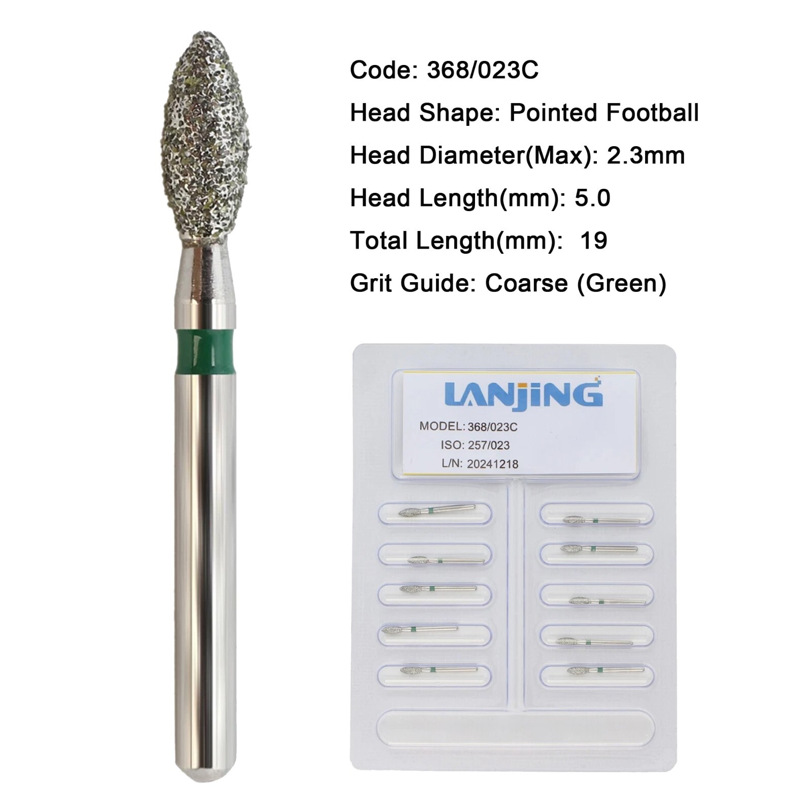 Dental Burs Diamond Football Bur High Speed FG 368/023C 368/023F Friction Grip