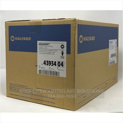 CASE of 3000 MEDIUM Halyard AQUASOFT* Nitrile Exam Gloves 43934