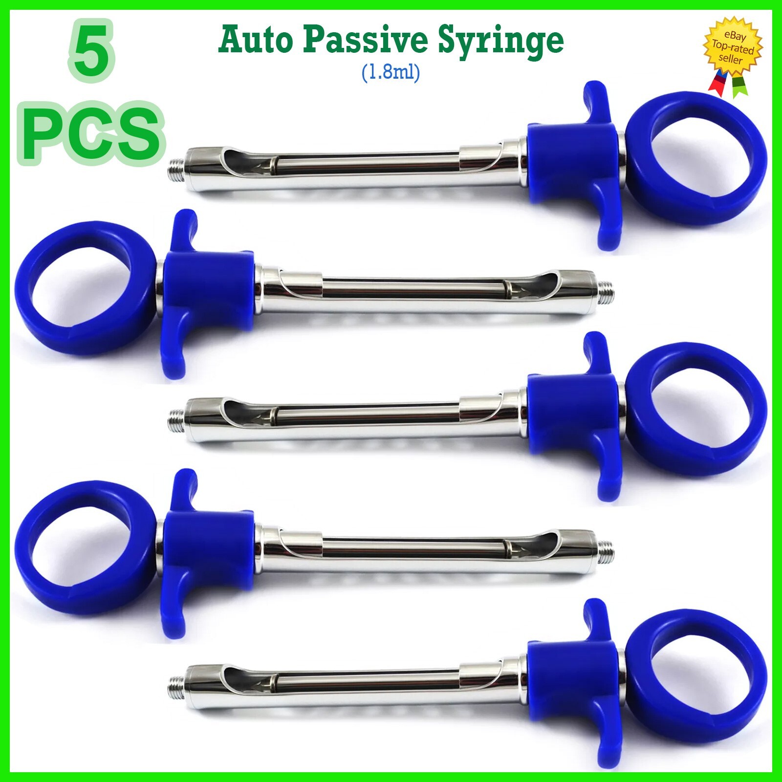 5 Pieces Dental Anesthetic Syringes Auto Passive 1.8ml Self-Aspirating Cartridge