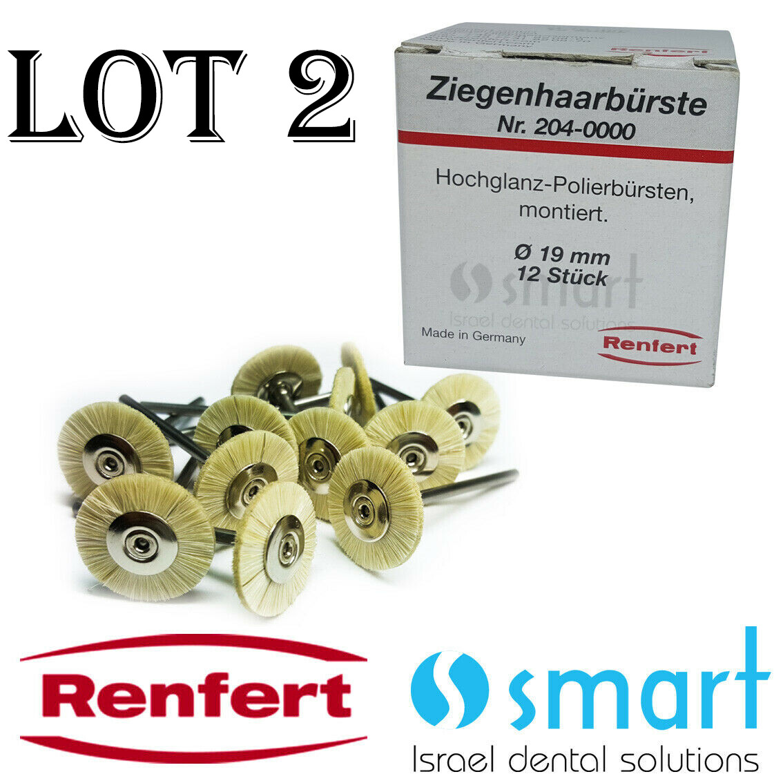 LOTx2 Renfert Goat hair Polishing brush precious metal acrylic 19 mm 2040000