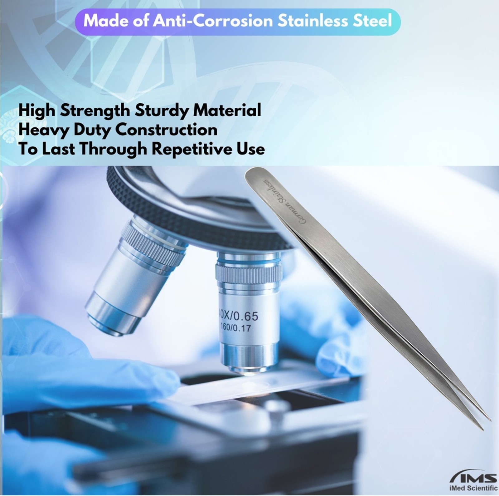 High Precision Lab Tweezers/Forceps with Straight Fine Point, Stainless Steel CE