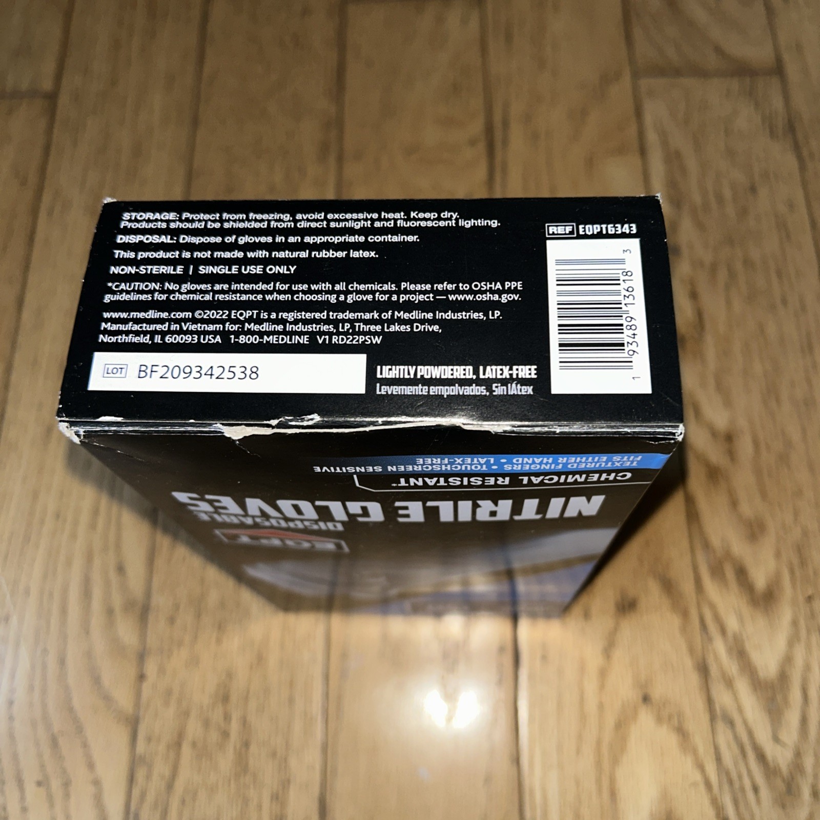 EQPT Industrial Powder-Free Nitrile Gloves ONE 150 ct BOX one Blu size fits most