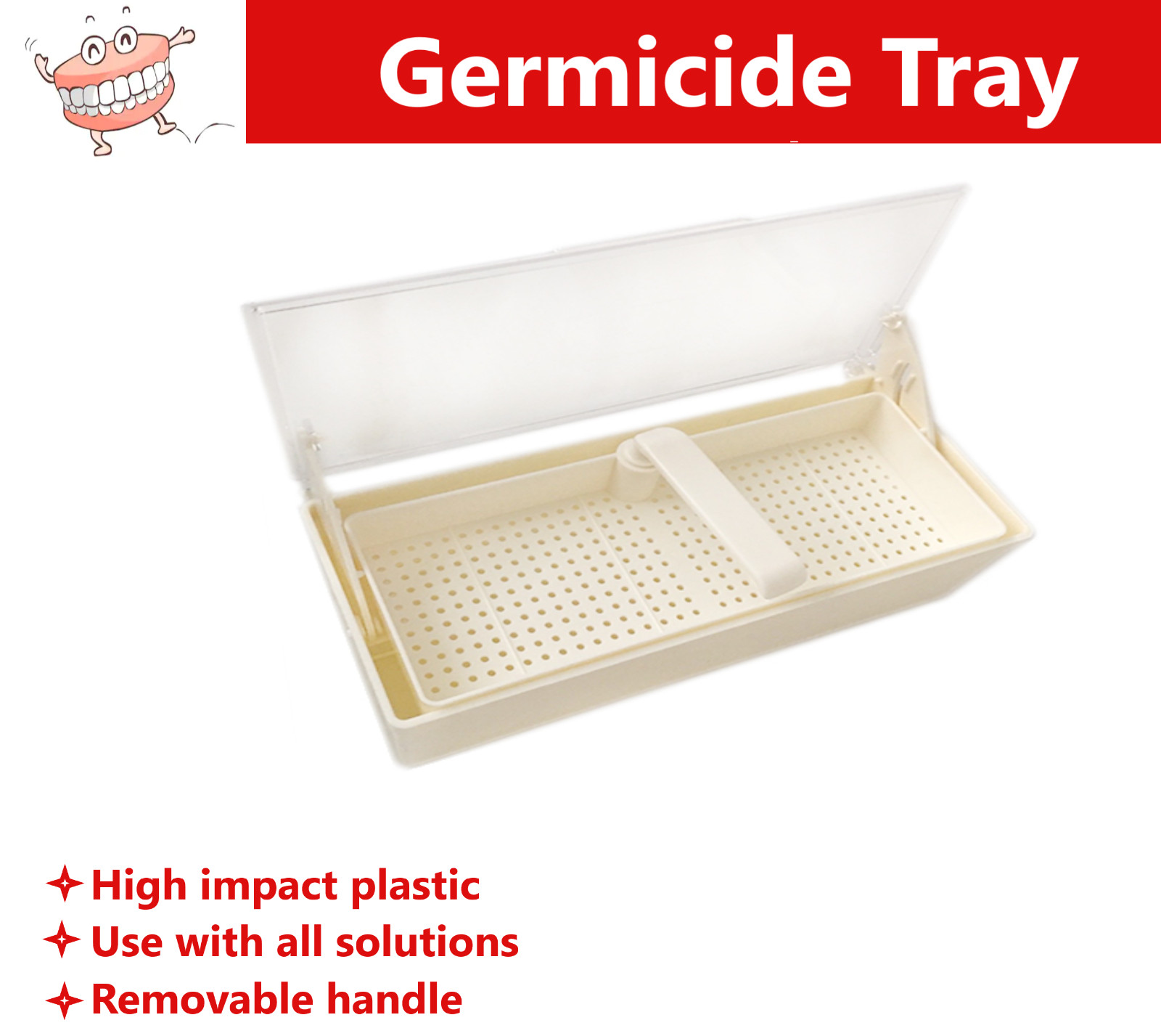 Germicide Tray For the Cold Sterilization of Dental, Tattoo, Medical Instruments