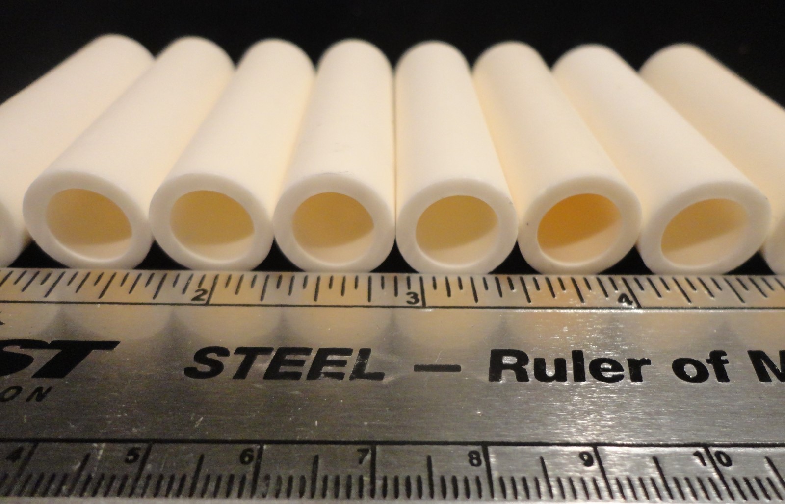 LOT OF TWO 0.575″ OD x 2.190” HIGH PURITY ALUMINA CERAMIC TUBE No.: 195