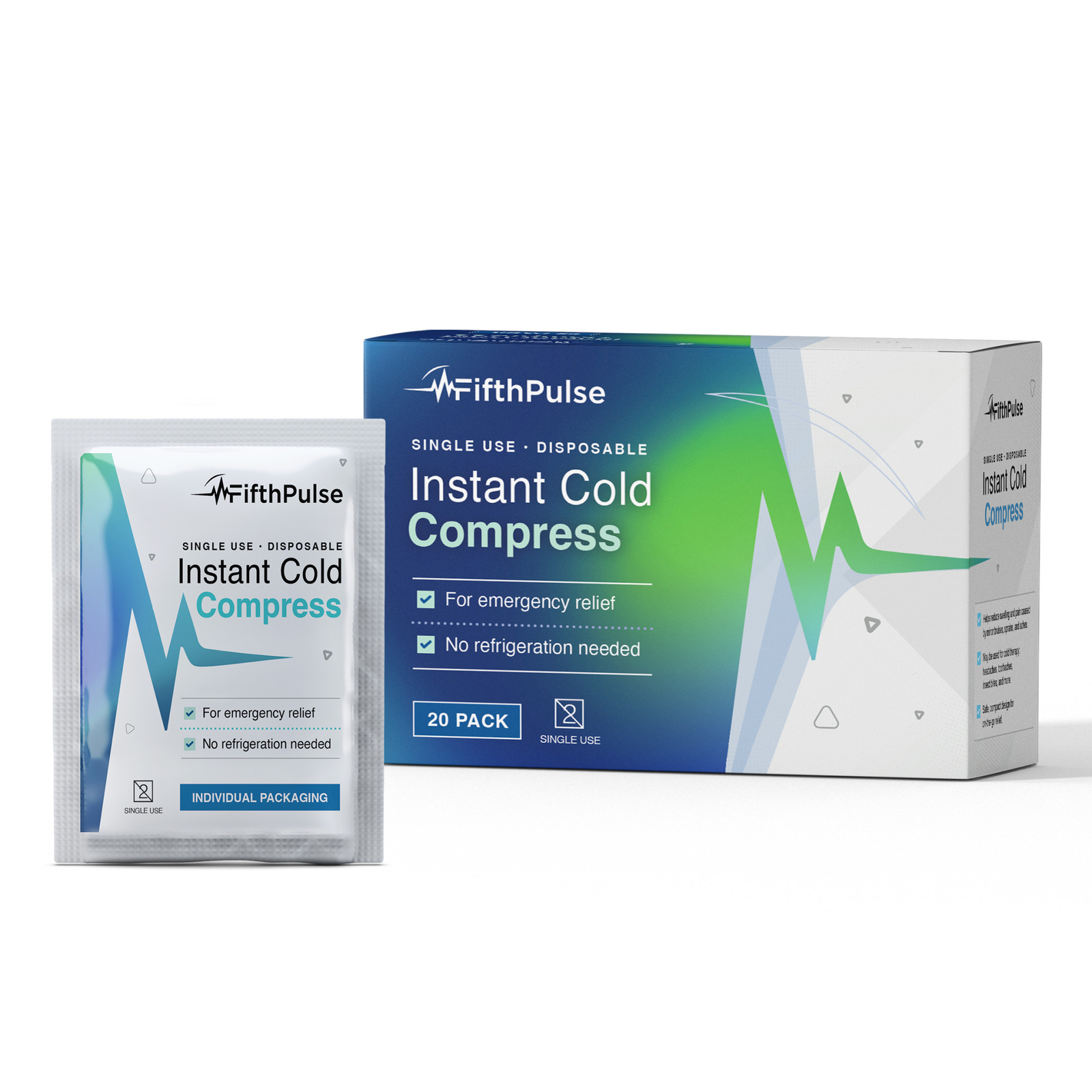 FifthPulse Cold Pack Disposable Pouch 5″ x 6″ – 20 Pk