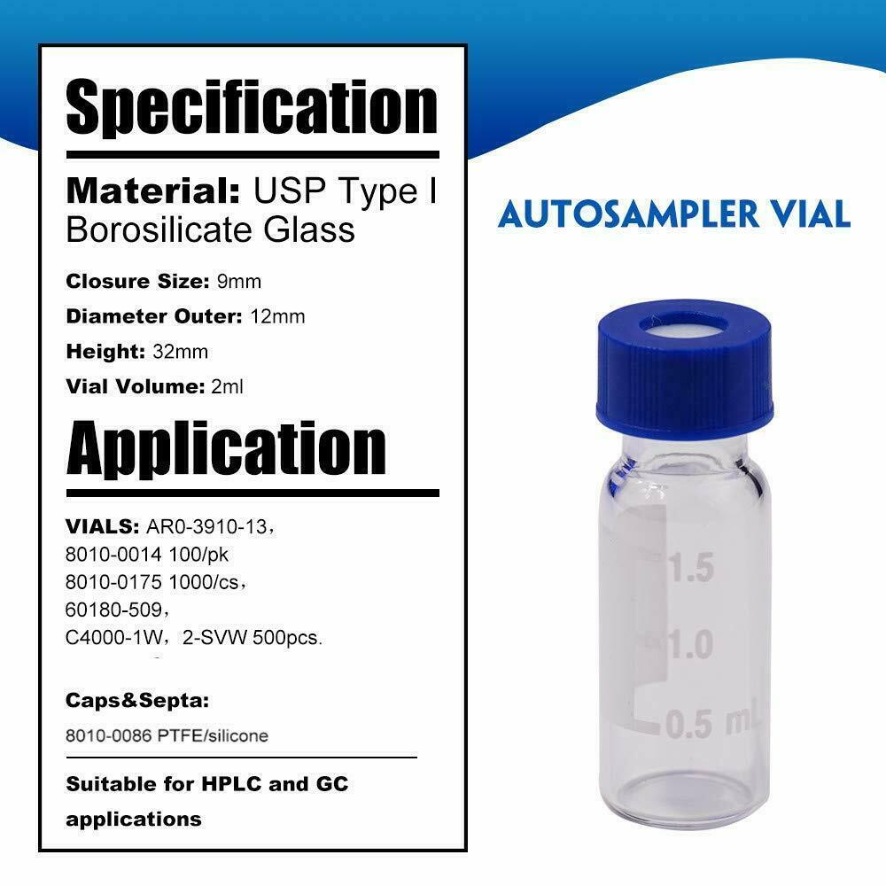 10000pcs 2mL Clear Screw Bottle HPLC Autosampler Vials for Agilent Waters Varian