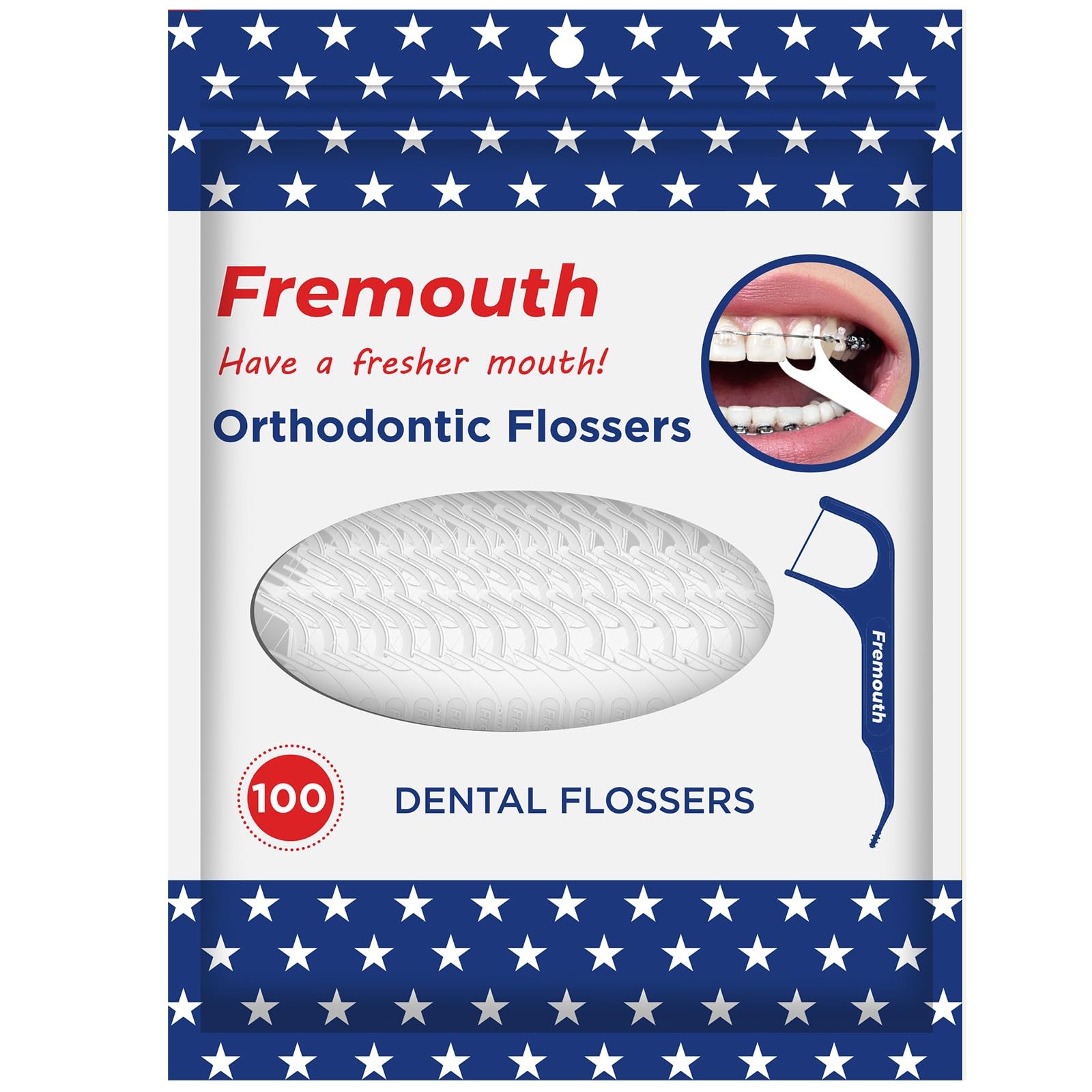 Fremouth 3-in-1 Braces Flossers – 100 Count (Pack of 1), 3 in 1 (100 Count)