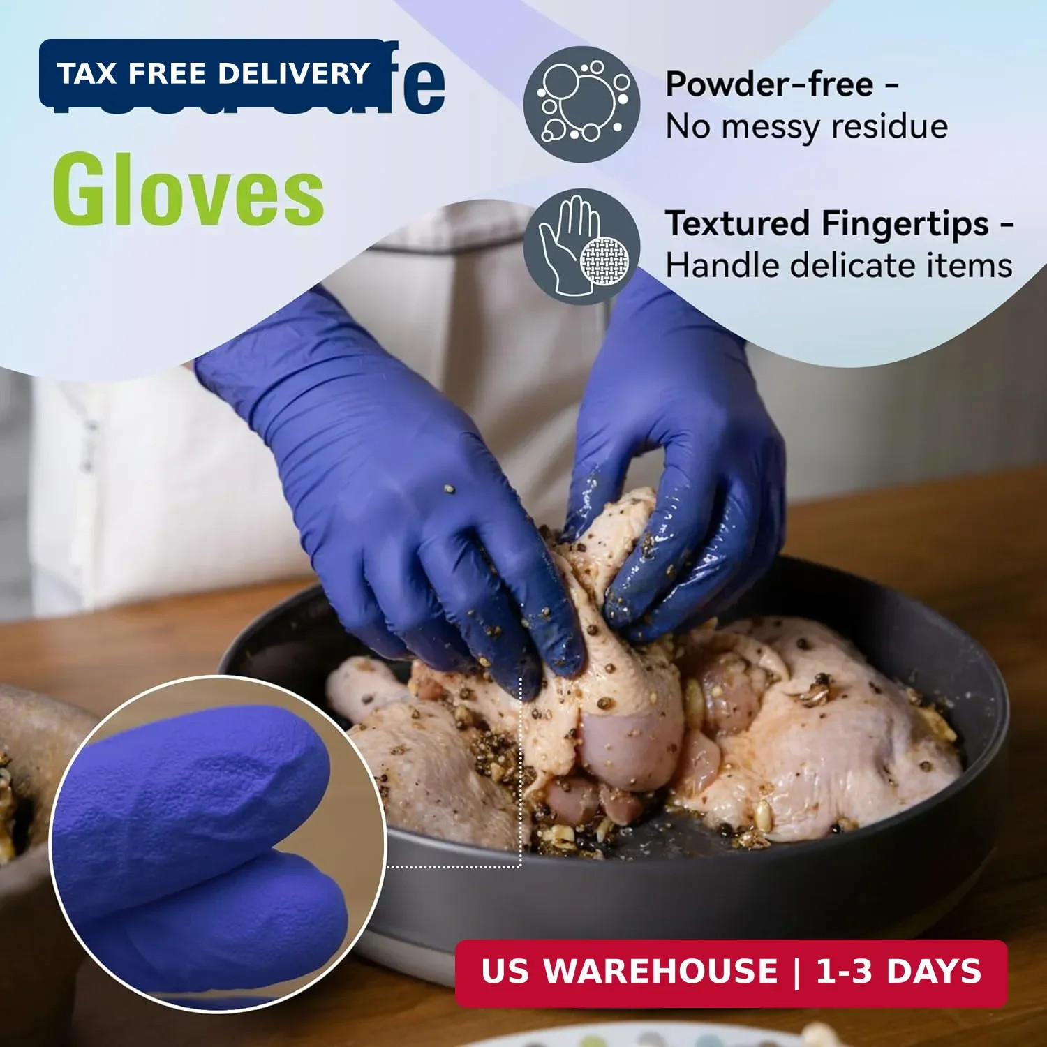 SWIFTLITE Disposable Nitrile Gloves, Food Safe, Latex-Free Powder-Free, Kitchen