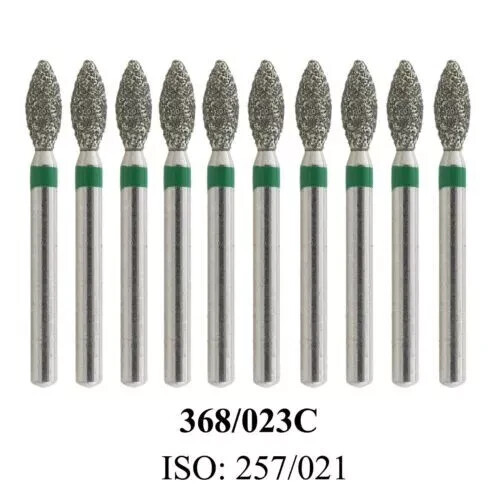 10Pcs Dental Pointed Football Taper Coarse Grit Diamond Bur FG Burr Modify Round