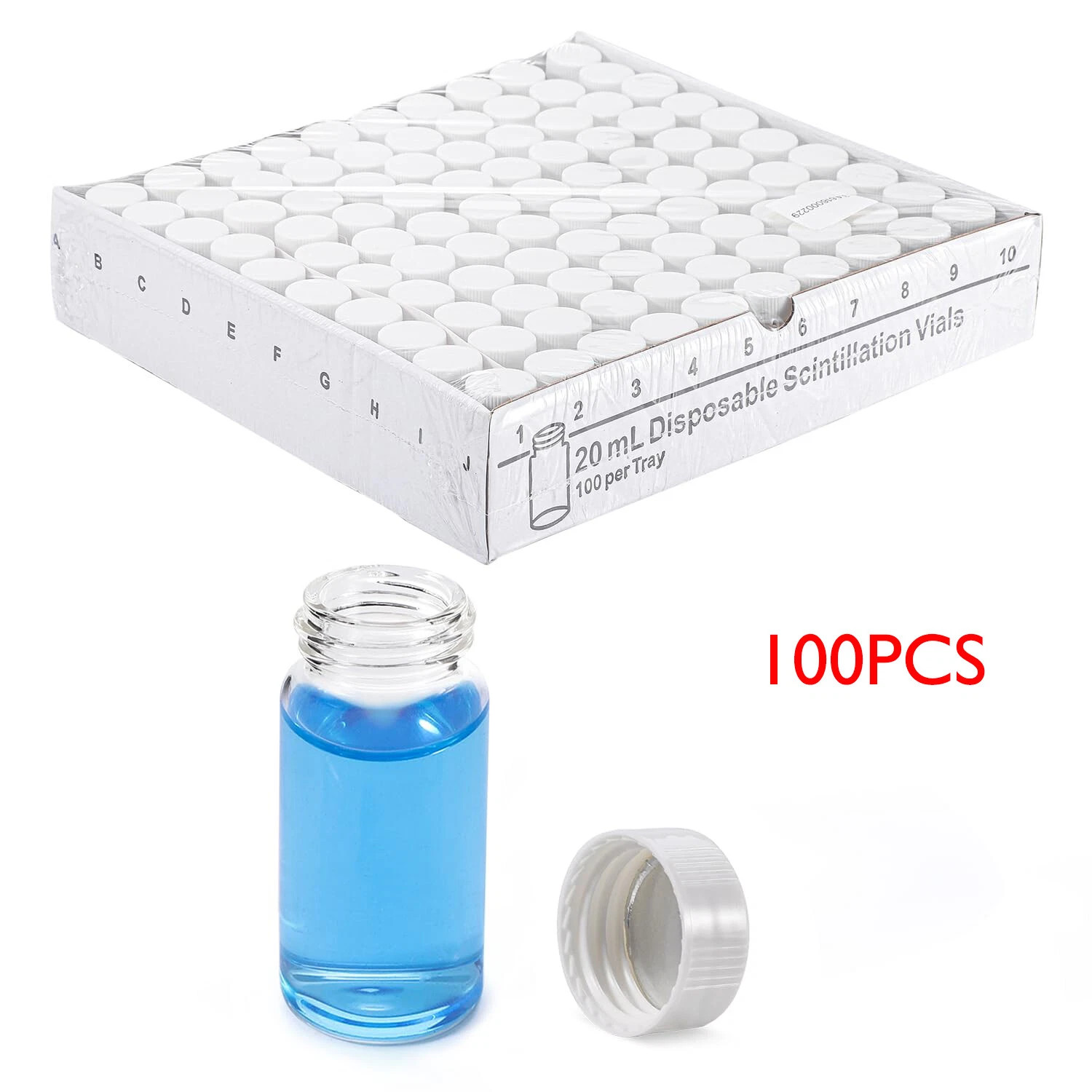 100/1000Pcs 20ml Scintillation Vials Glass Vials Counting Vial Lab Vials w/ caps