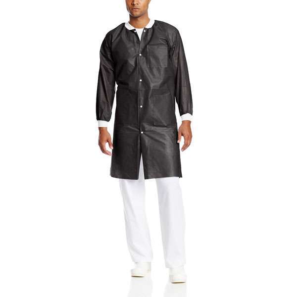 Extra-Safe Lab Coats – Black X-Large 10/Pk. Knee-Length, Light-Weight