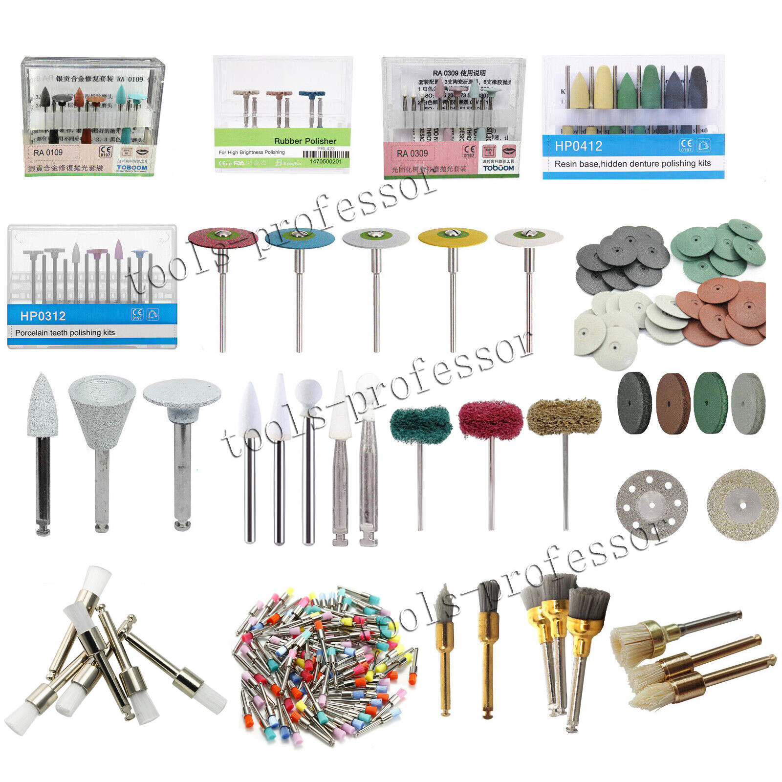 Dental Diamond Burs Cups Composite Polishing Burs Kit RA HP FG Shank Type