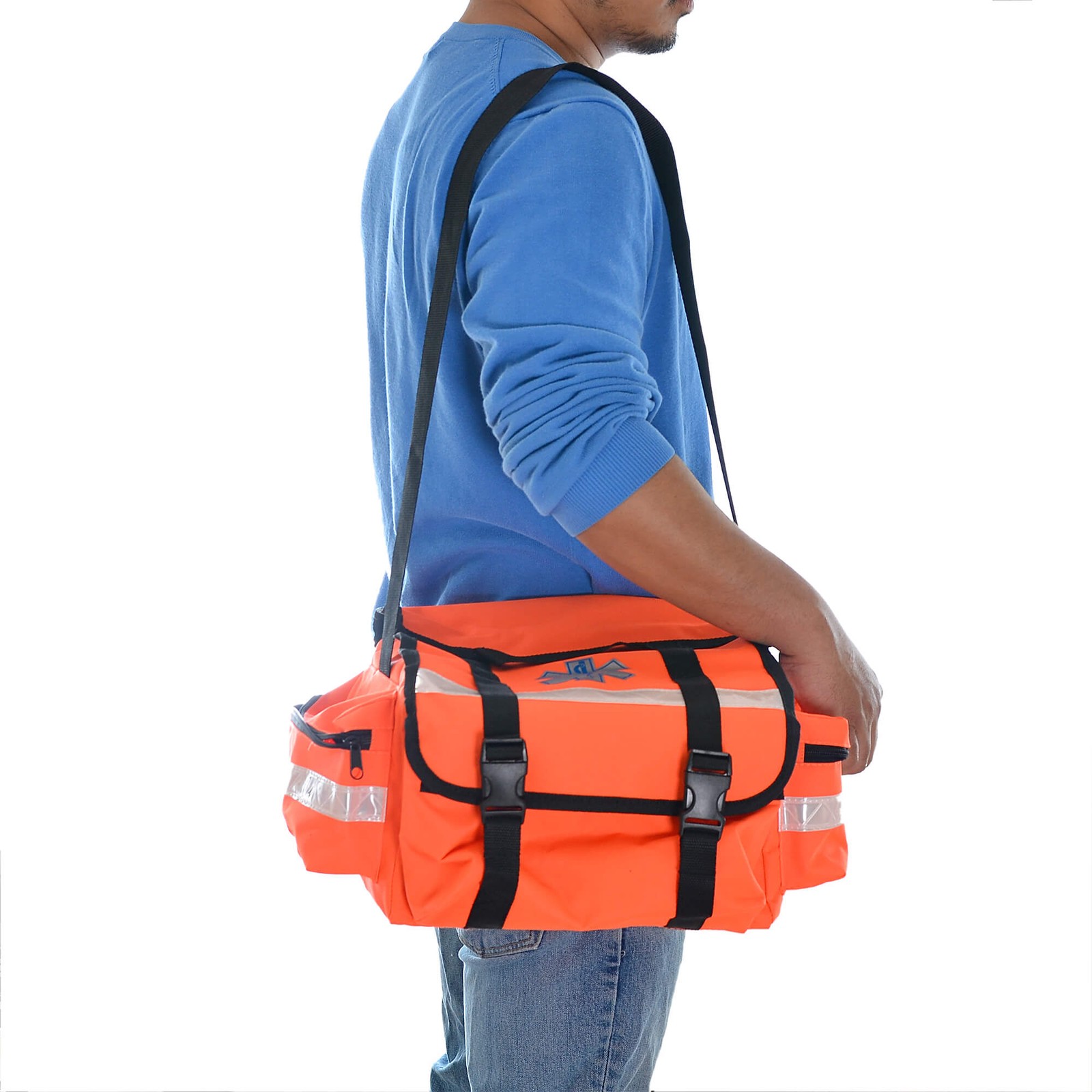 Dealmed First Responder Trauma Bag, Medium, Orange, Fully Stocked