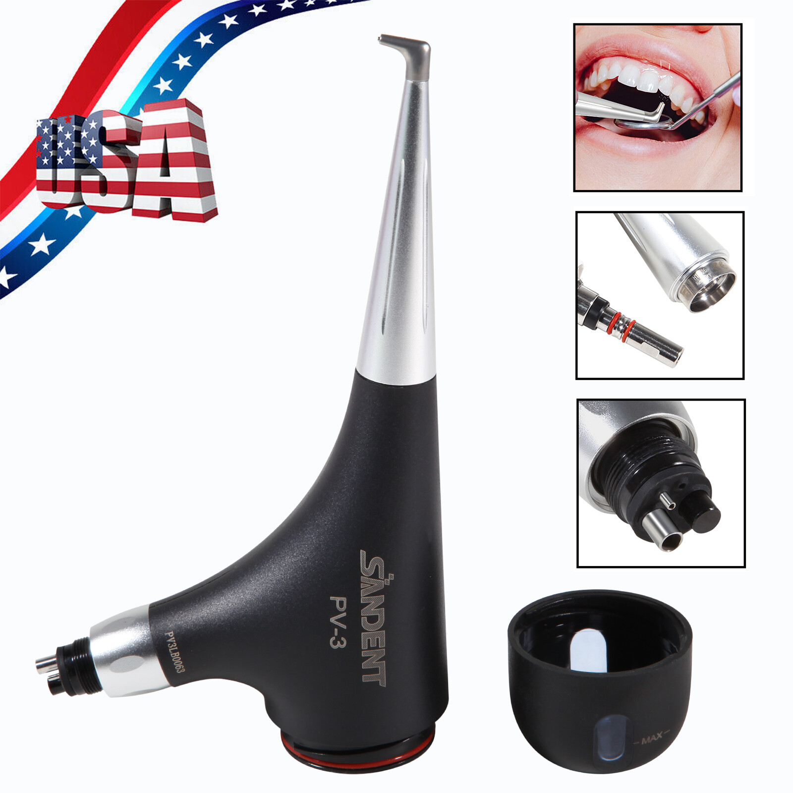 2pcs Dental 4Hole Air Prophy Flow Teeth Polishing Polisher Handpiece Hygiene PV3