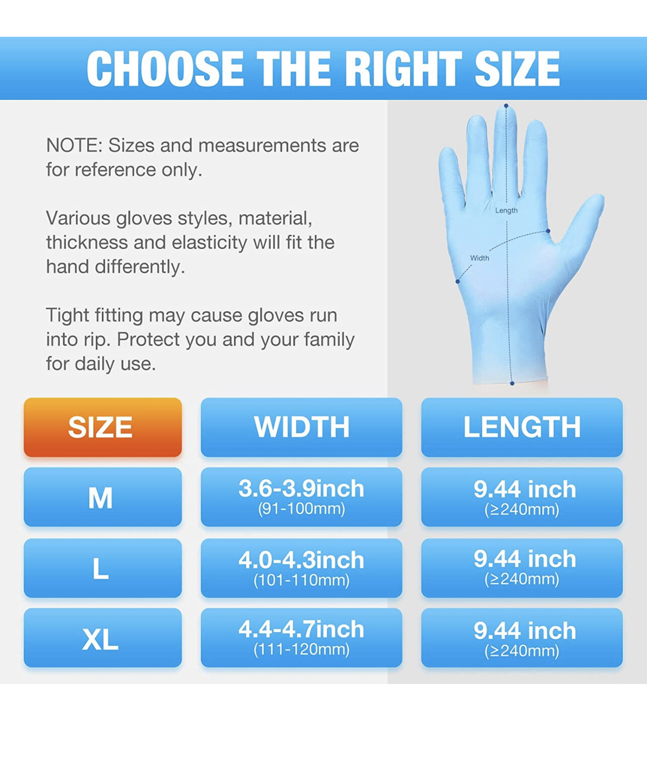 Nitrile Gloves1000 Count Disposable Exam Large Gloves 10 boxes (100 gloves each)
