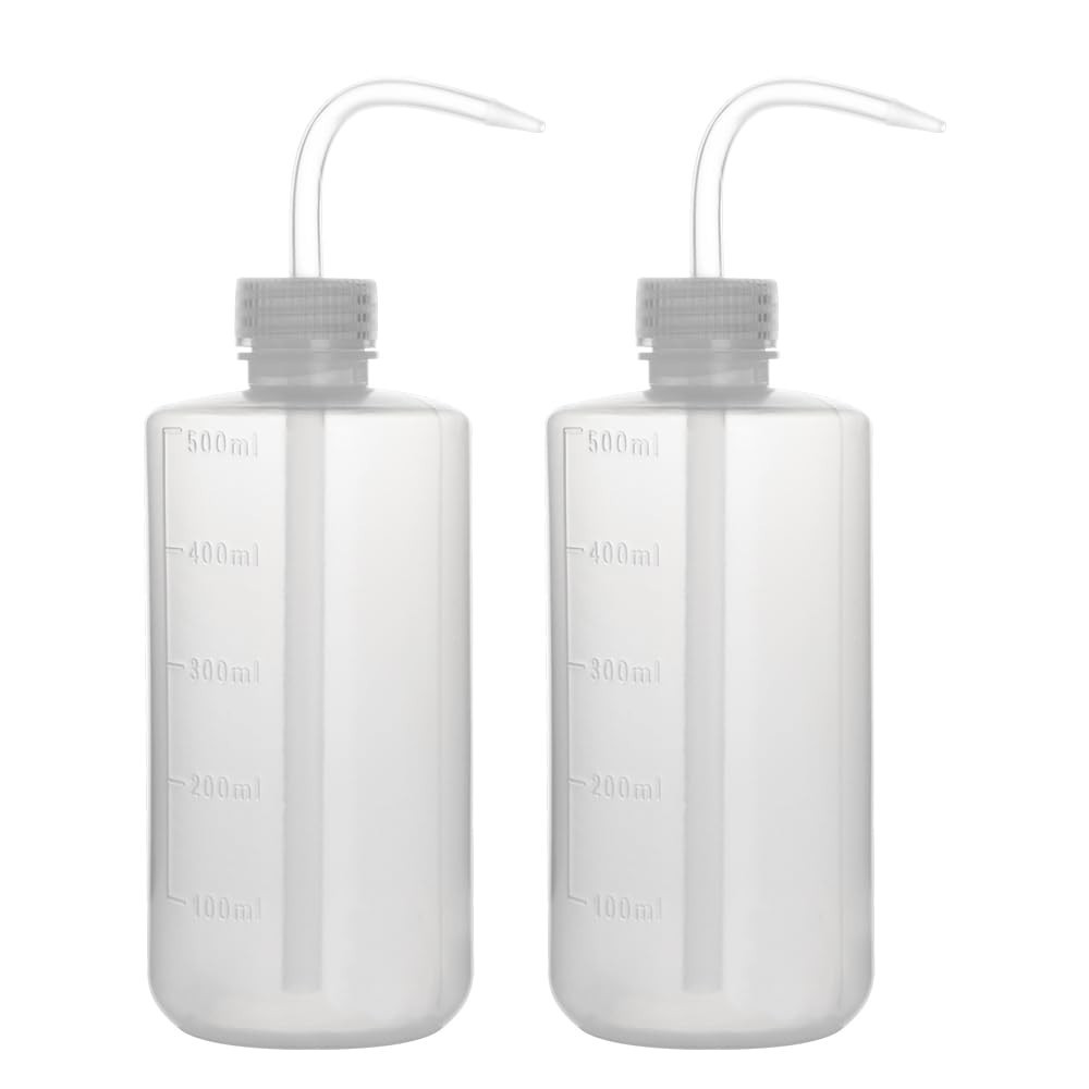 2-Pack 500ml Plastic Safety Lab Wash Bottles – LDPE Narrow Mouth Squeeze Bottles