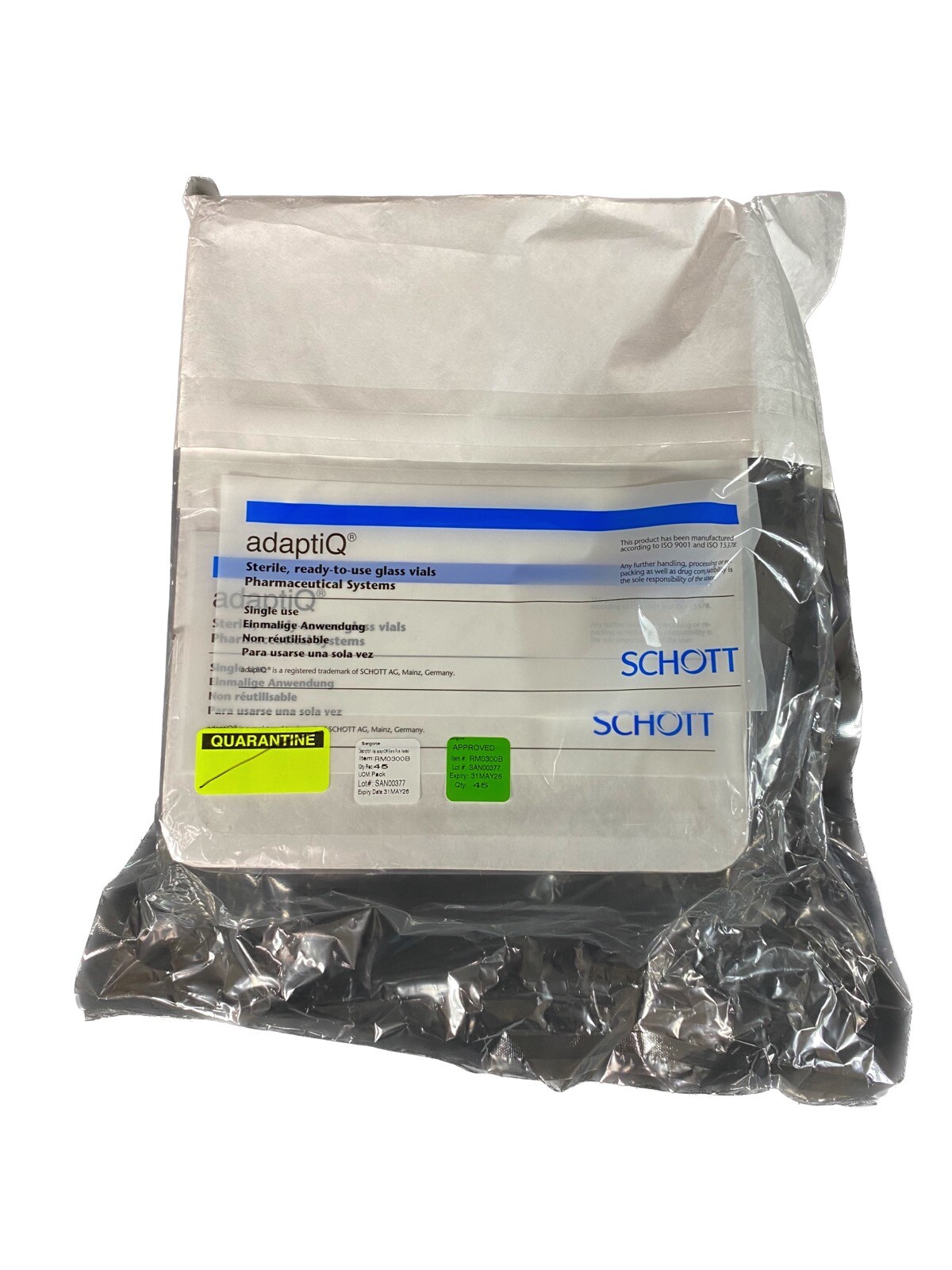 SHOTT AdaptiQ Cup Nest With EVERIC 10mL Pure Vials ISO 8362-1 (48/cs)